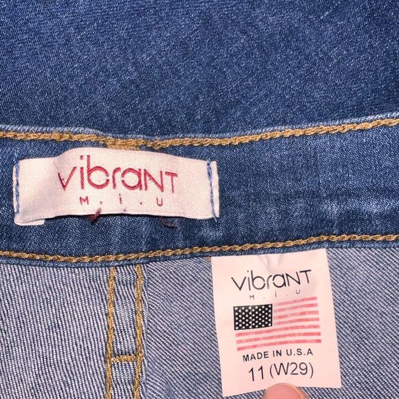 Vibrant MIU Dark Blue Denim Extreme Flare High Rise Jeans 29 USA Made Boho Y2K - Picture 6 of 9